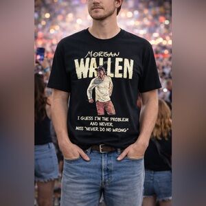 Morgan Wallen Tour Tee 2025 Black Graphic Concert T-Shirt Size L